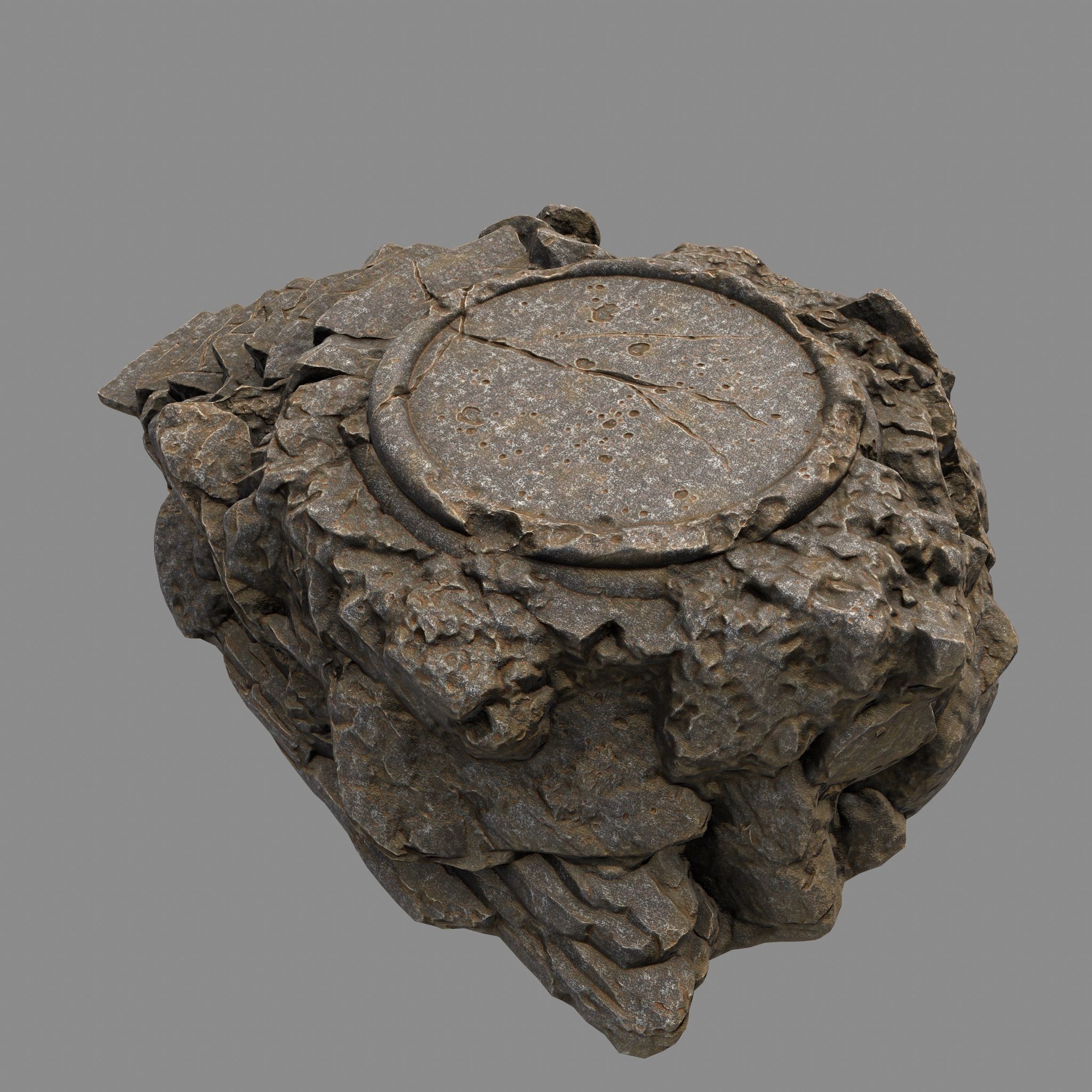 Temple rock with steps Low-poly 3D model_11