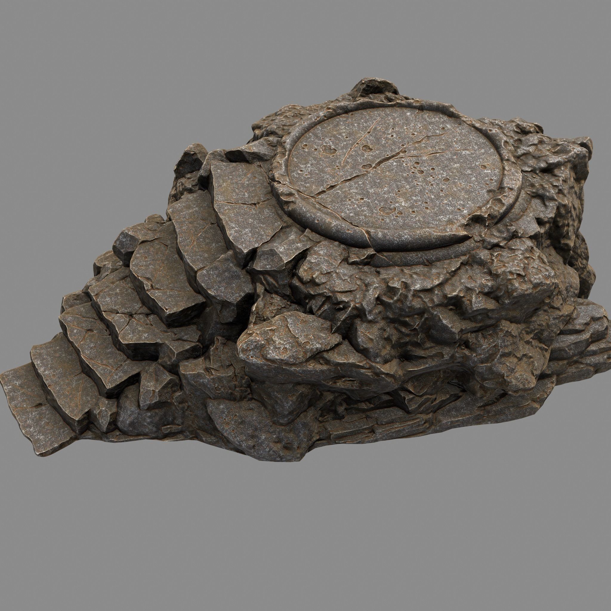 Temple rock with steps Low-poly 3D model_1