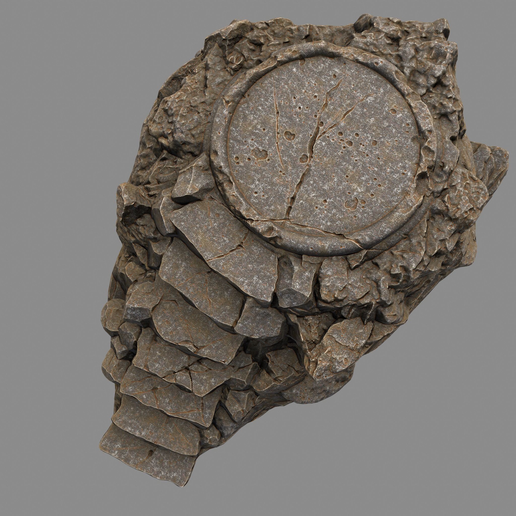 Temple rock with steps Low-poly 3D model_7