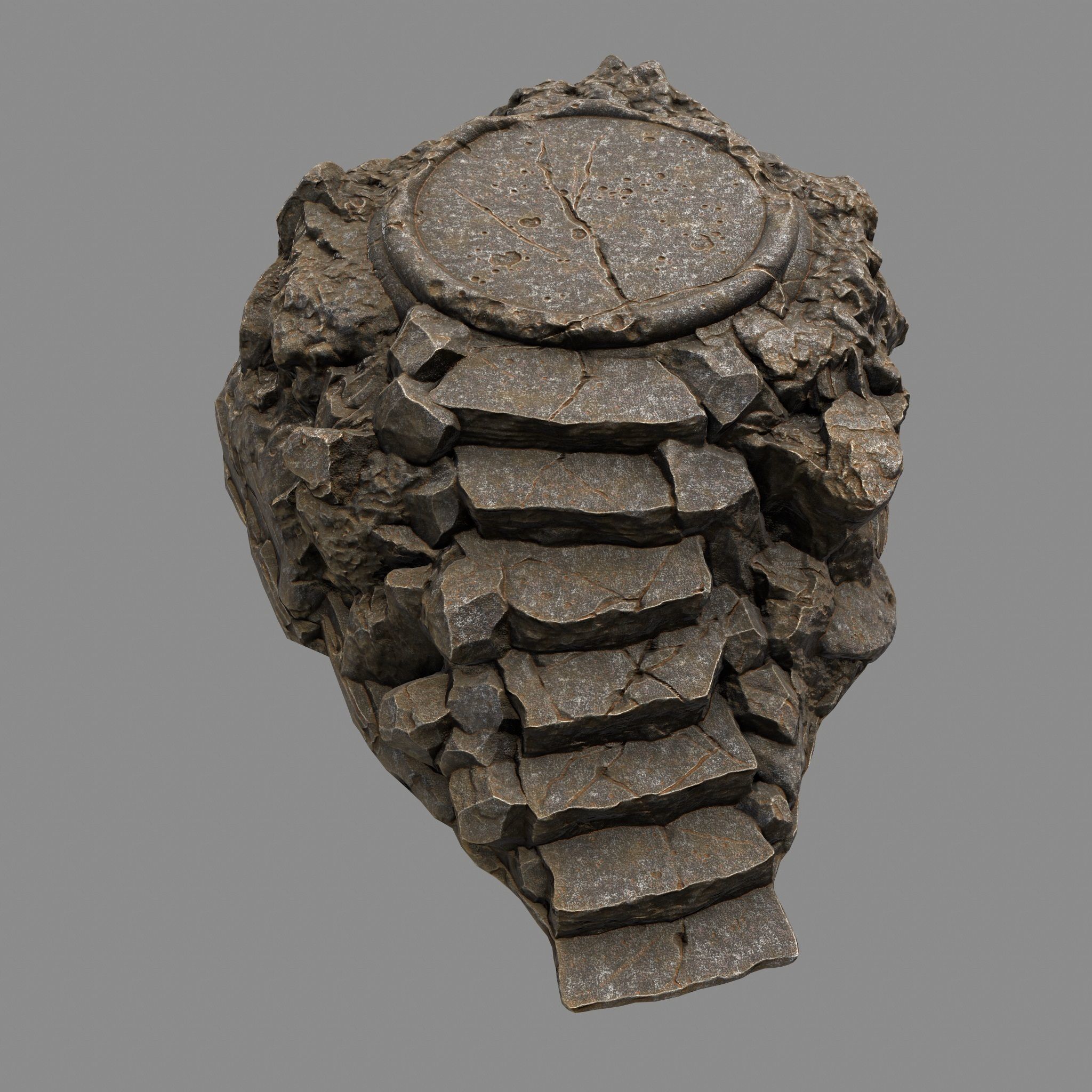 Temple rock with steps Low-poly 3D model_3