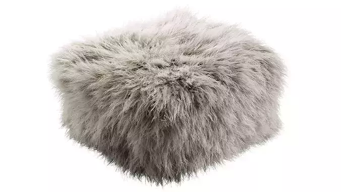 Beliani MUKKI Faux Fur Pouf 3D model 6