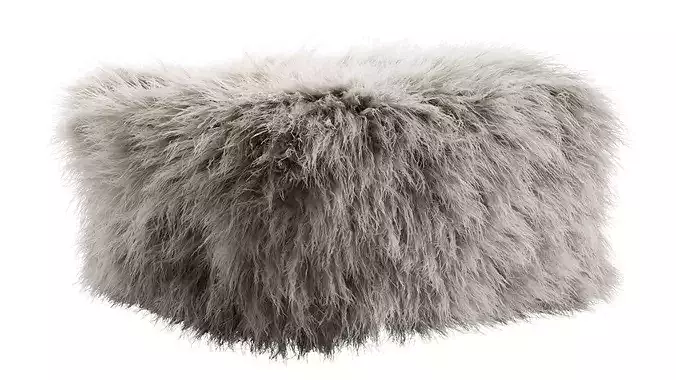 Beliani MUKKI Faux Fur Pouf 3D model 2