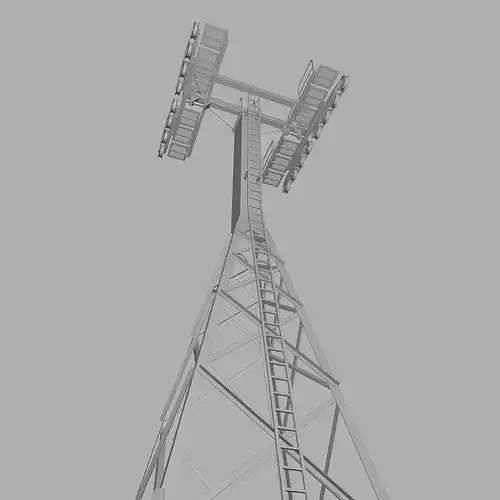 Ski Lift Tower Low-poly 3D model 6