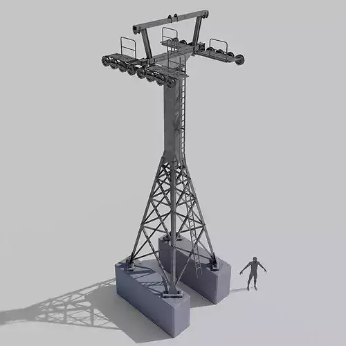 Ski Lift Tower Low-poly 3D model