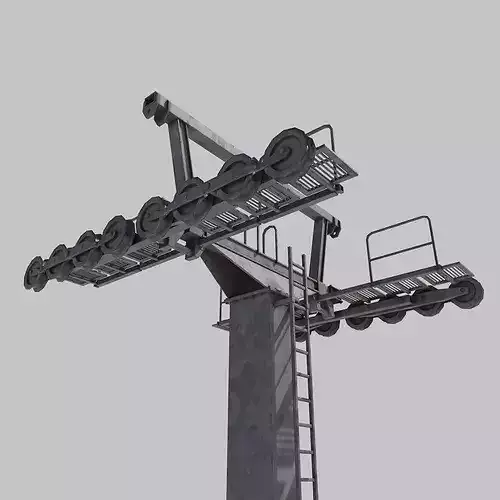 Ski Lift Tower Low-poly 3D model 4