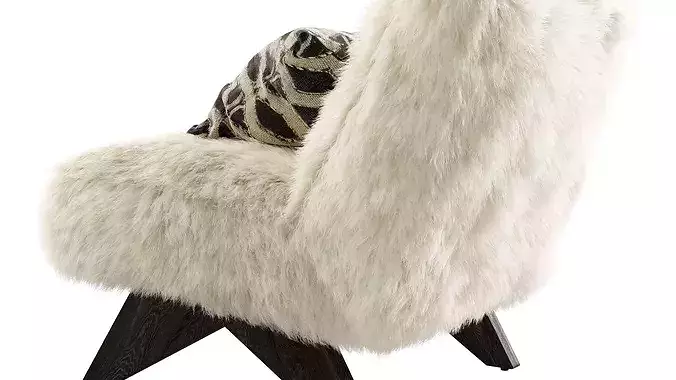 Jakob Sheepskin Armless Lounge Chair 3D model 6