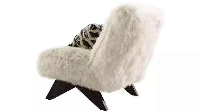 Jakob Sheepskin Armless Lounge Chair 3D model 5