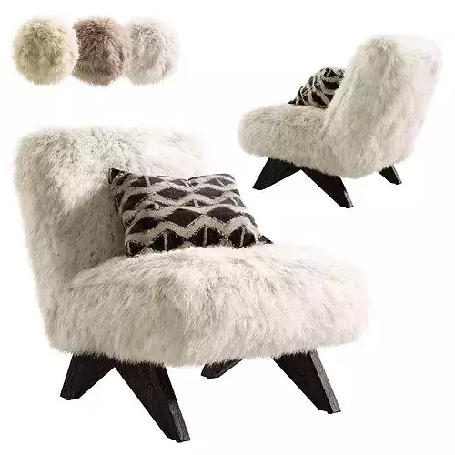 Jakob Sheepskin Armless Lounge Chair 3D model