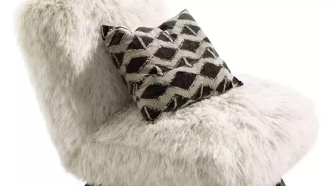 Jakob Sheepskin Armless Lounge Chair 3D model 4