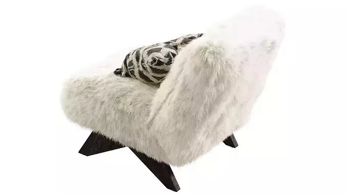 Jakob Sheepskin Armless Lounge Chair 3D model 7