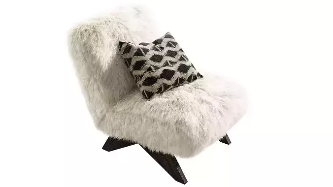 Jakob Sheepskin Armless Lounge Chair 3D model 3