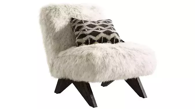 Jakob Sheepskin Armless Lounge Chair 3D model 2