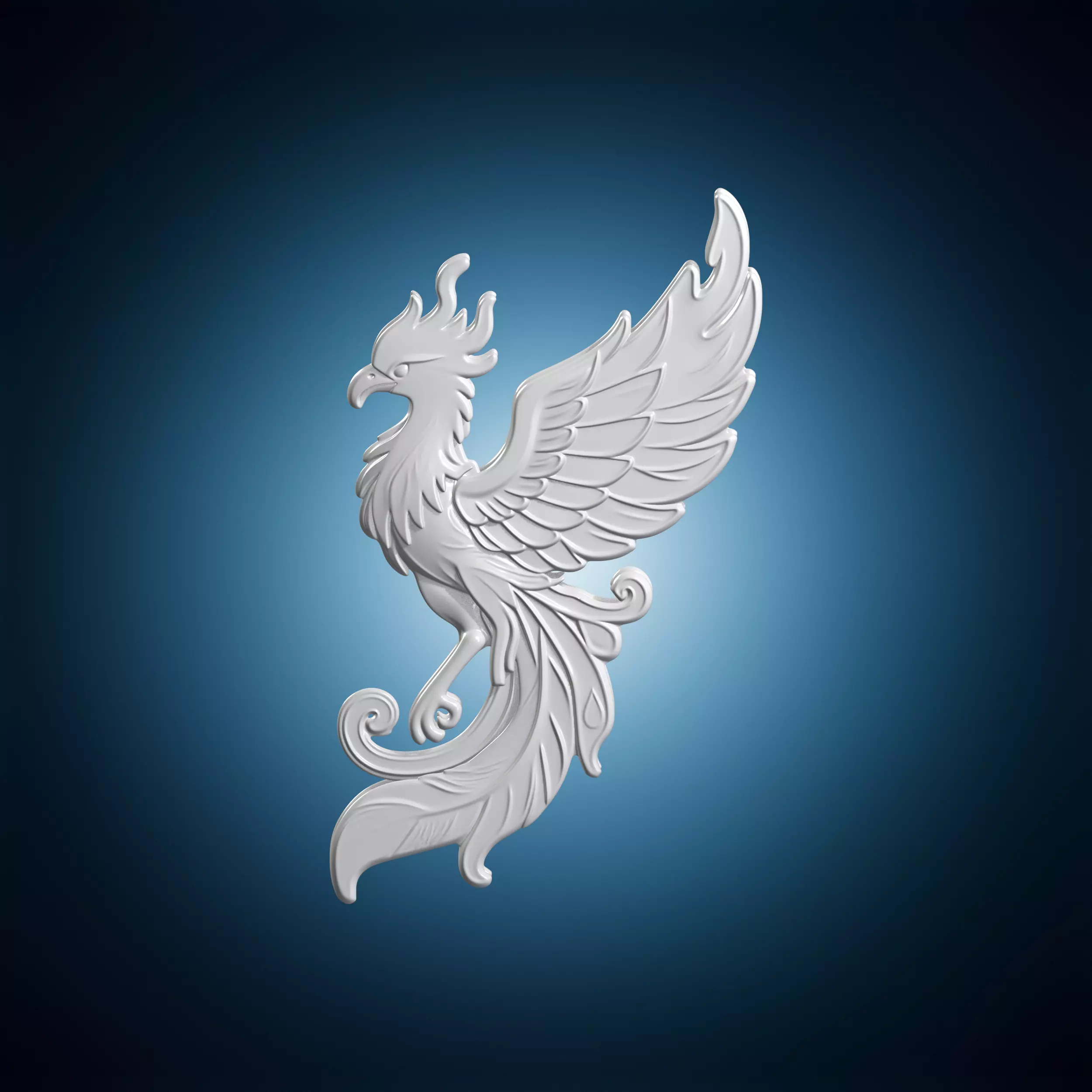Phoenix Feather Lapel Pin 3D Print Model 3D print model