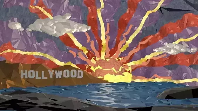 Sunset Low Poly Animated Low-poly 3D model