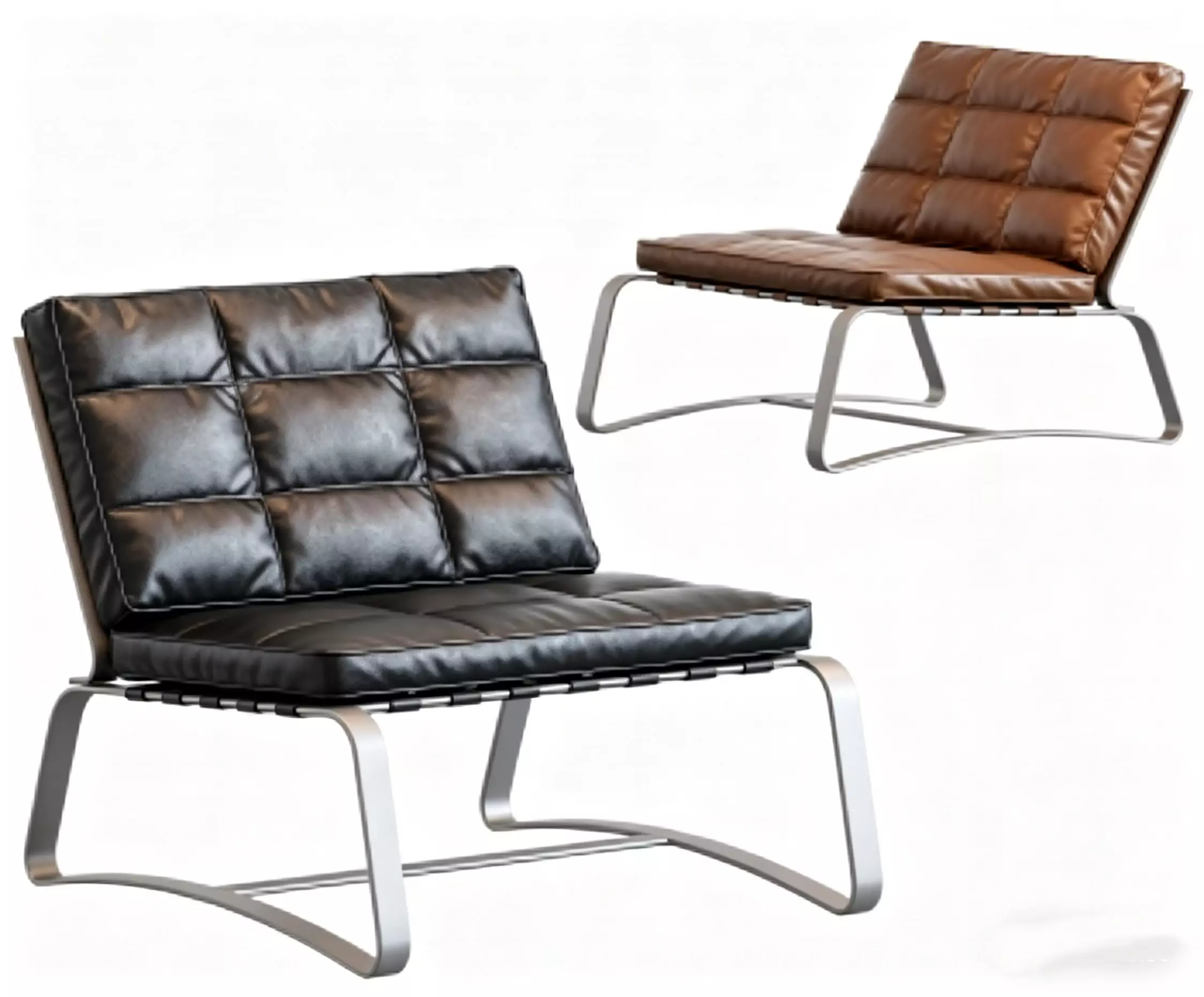 Modern Leather Cantilever Lounge Chair 3D Model Set 3D model