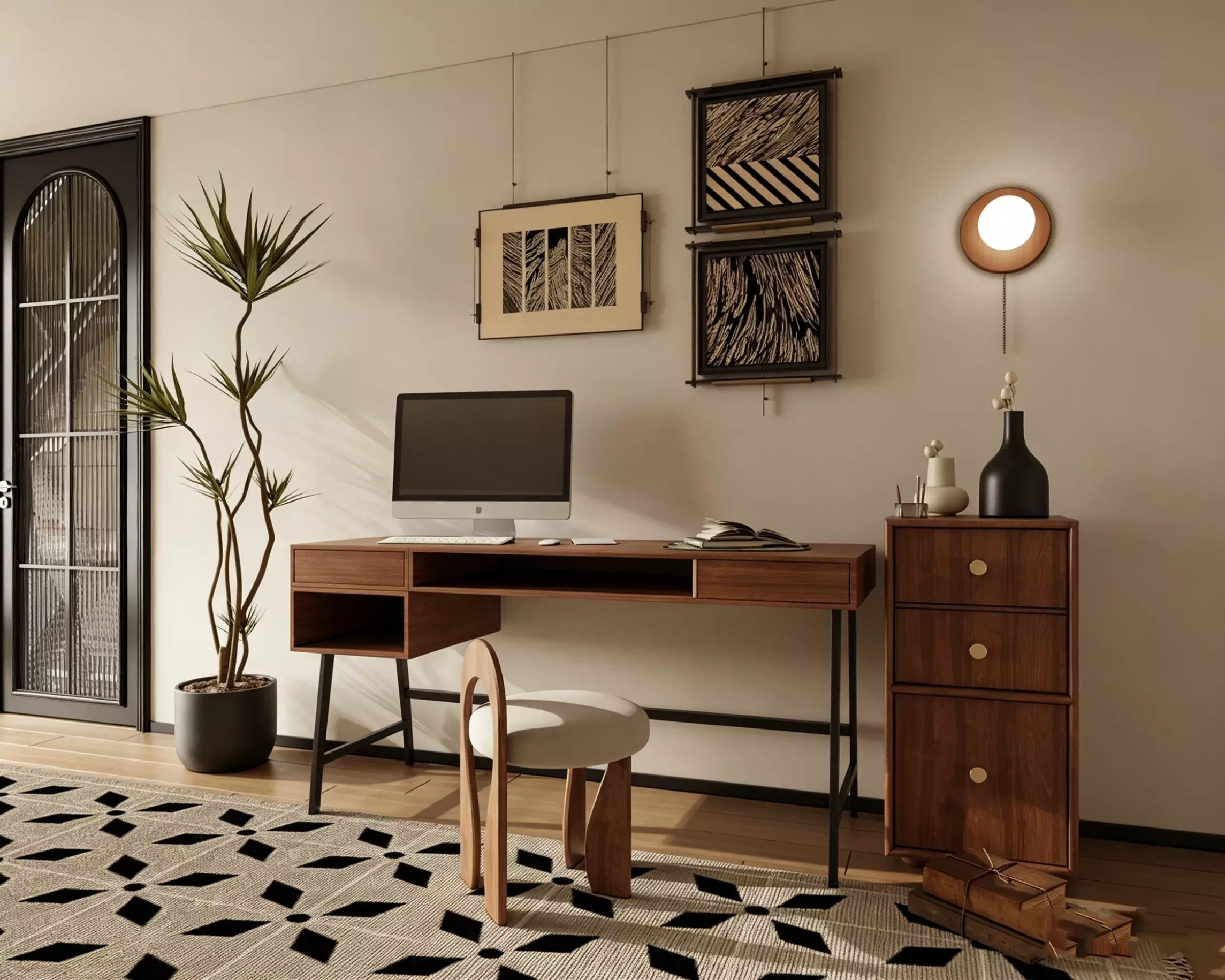Mid-Century Modern Home Office Workspace 3D Model 3D model