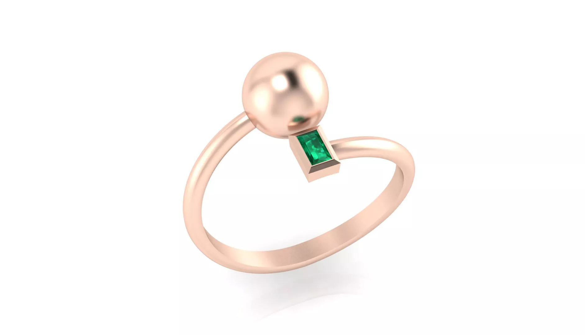 emerald and sphere bypass jewelry ring 3D print model