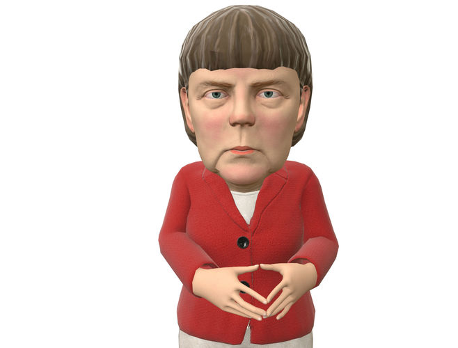 Angela Merkel caricature  Low-poly 3D model