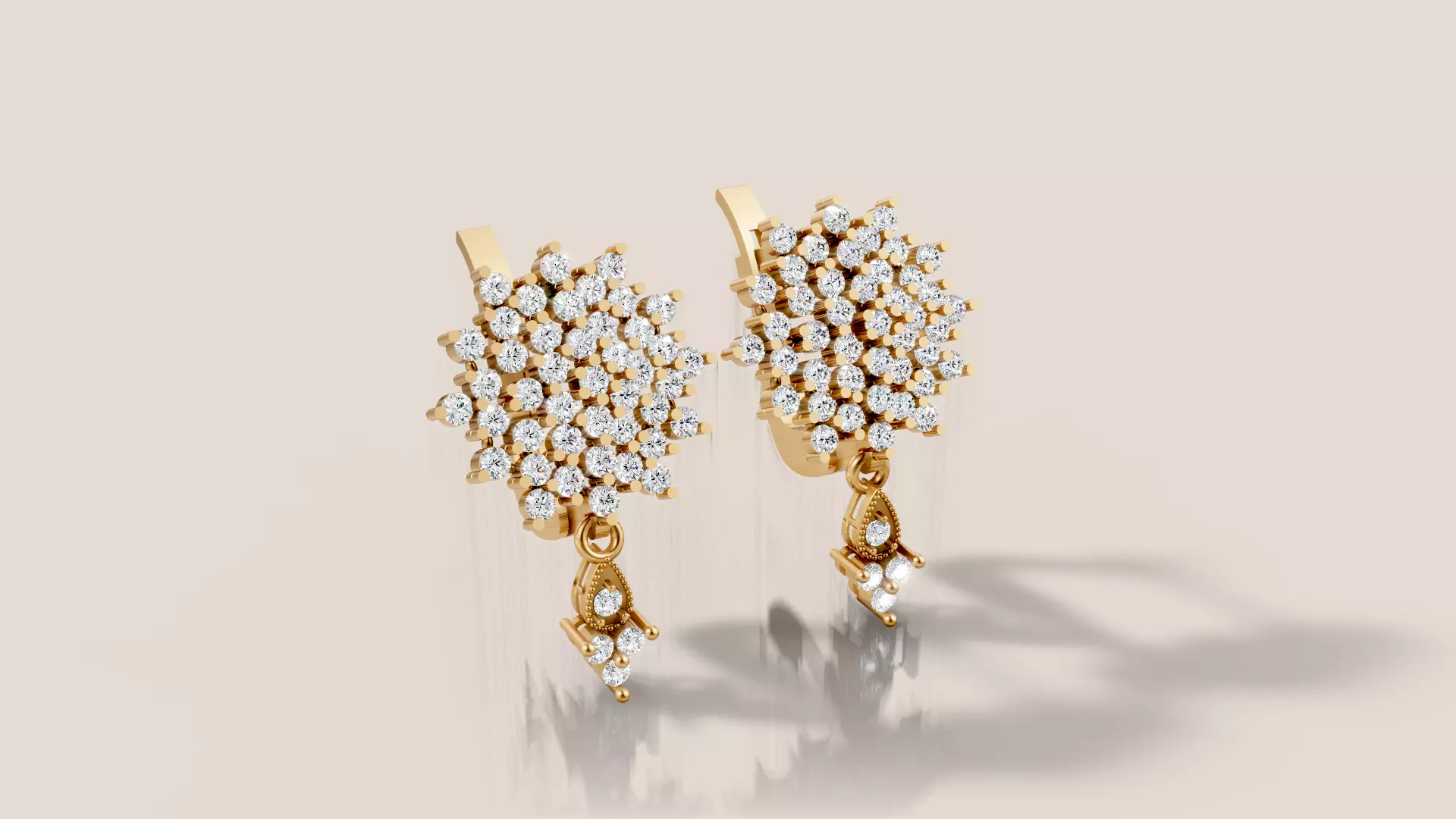 elegant luxurious diamond earrings 3D print model