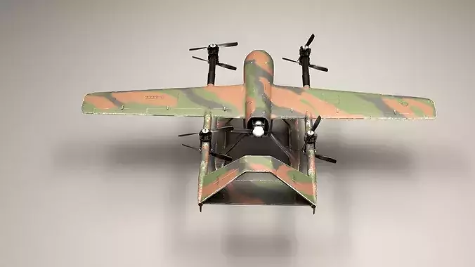 Tactical VTOL Reconnaissance Drone in Camouflage UAV - PBR