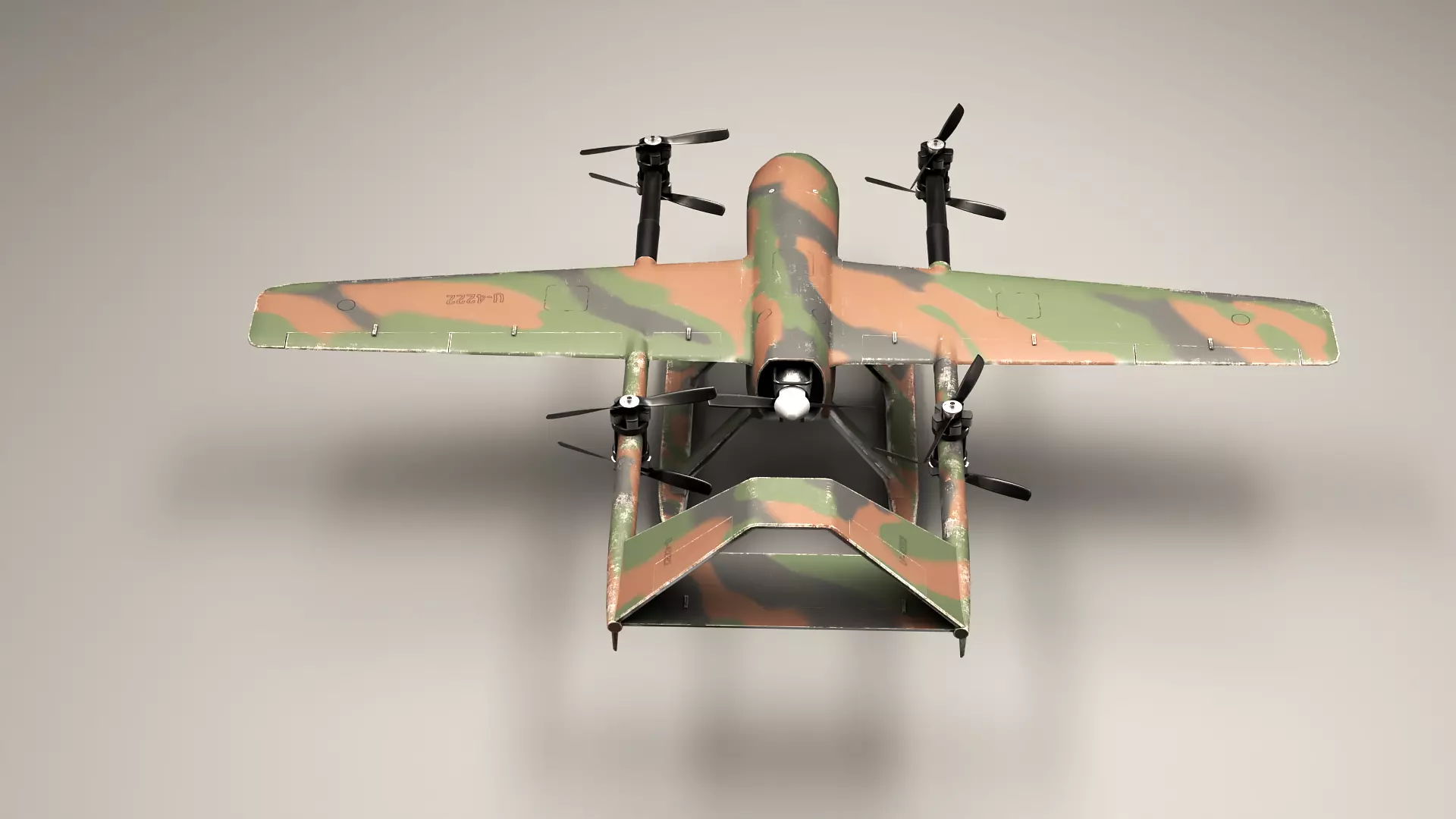 Tactical VTOL Reconnaissance Drone in Camouflage UAV - PBR Low-poly 3D model