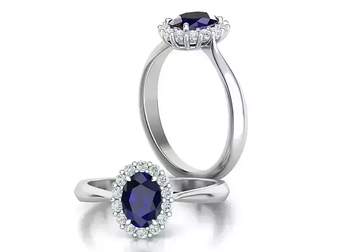 Oval Princess ring 7x5 Blue sapphire 3dmodel 3D print model