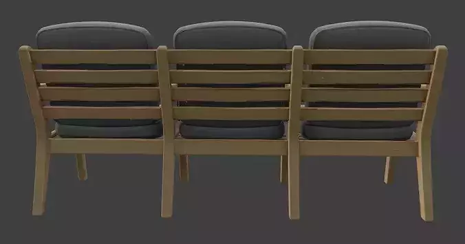 Modern Triple Waiting Chair 3D Model 3D model 5
