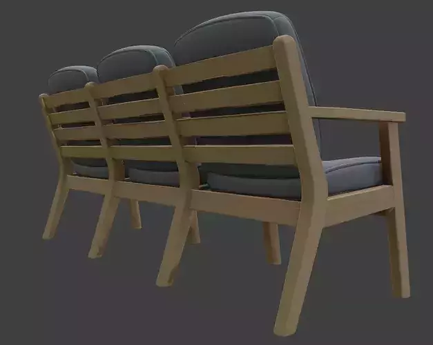 Modern Triple Waiting Chair 3D Model 3D model 6