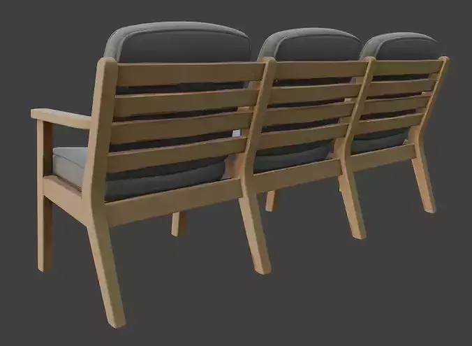Modern Triple Waiting Chair 3D Model 3D model 4