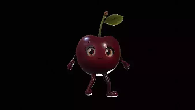 Chibi Fruit Cherry Two Low-poly 3D model 4