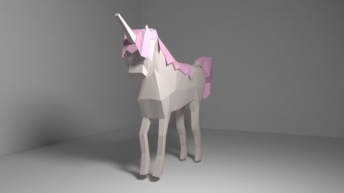 Unicorn origami Low-poly 3D model