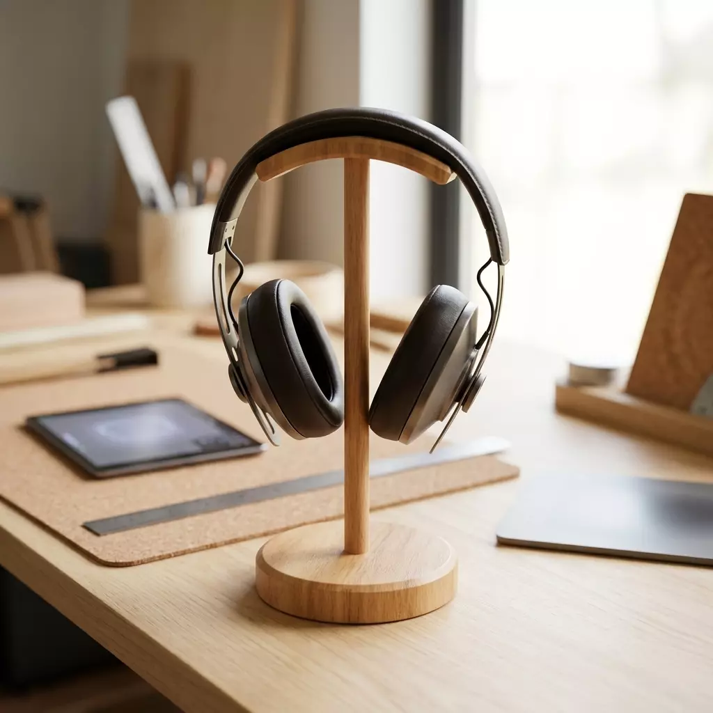 Minimal Wooden Headphone Stand 3D print model