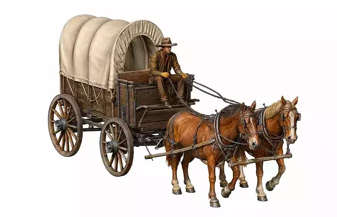 Wild West Covered Wagon STL File for 3D Printing