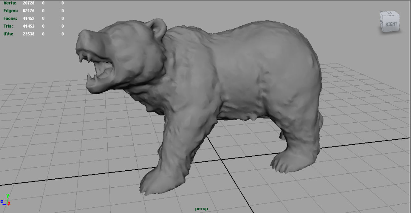 Realistic Bear grizzly Low-poly 3D model_3