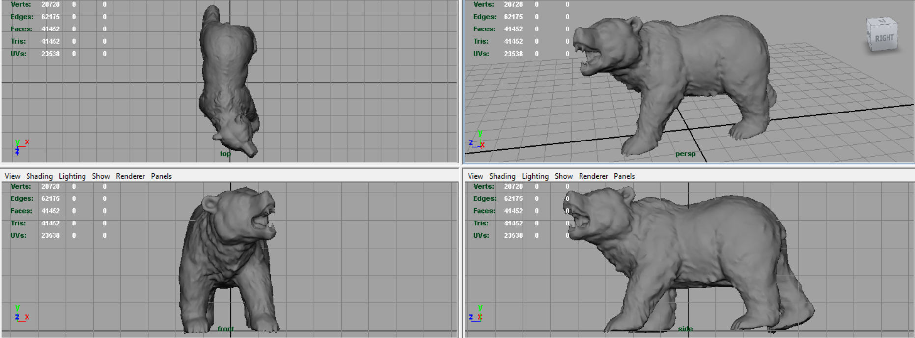 Realistic Bear grizzly Low-poly 3D model_7