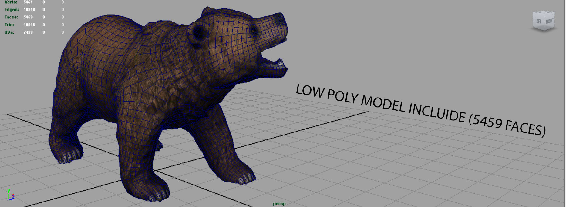 Realistic Bear grizzly Low-poly 3D model_14