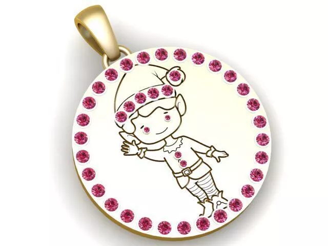 Custom Cartoon Boy Round Gold Pendant 3D Model 3D print model