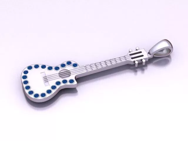 Luxury Guitar Gold Pendant 3D Model 3D print model