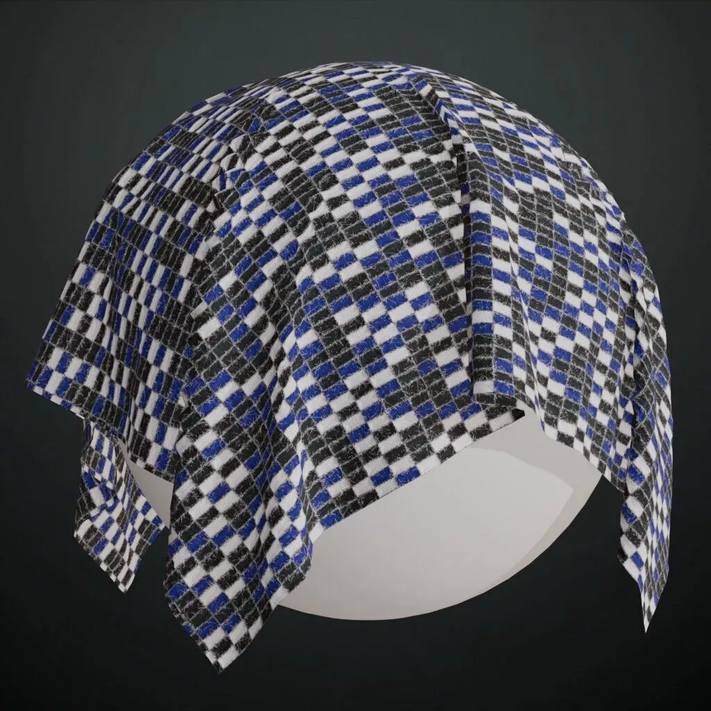 Realistic Material Rectangle Checker Knitted Fabric PBR Seamless Texture