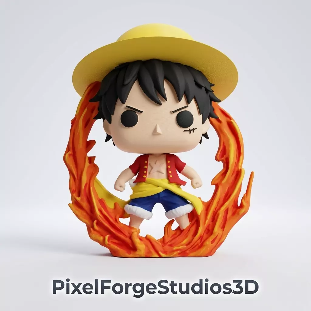 Funko Pop Style Luffy One Piece 3D Printable Model STL 3MF 3D print model