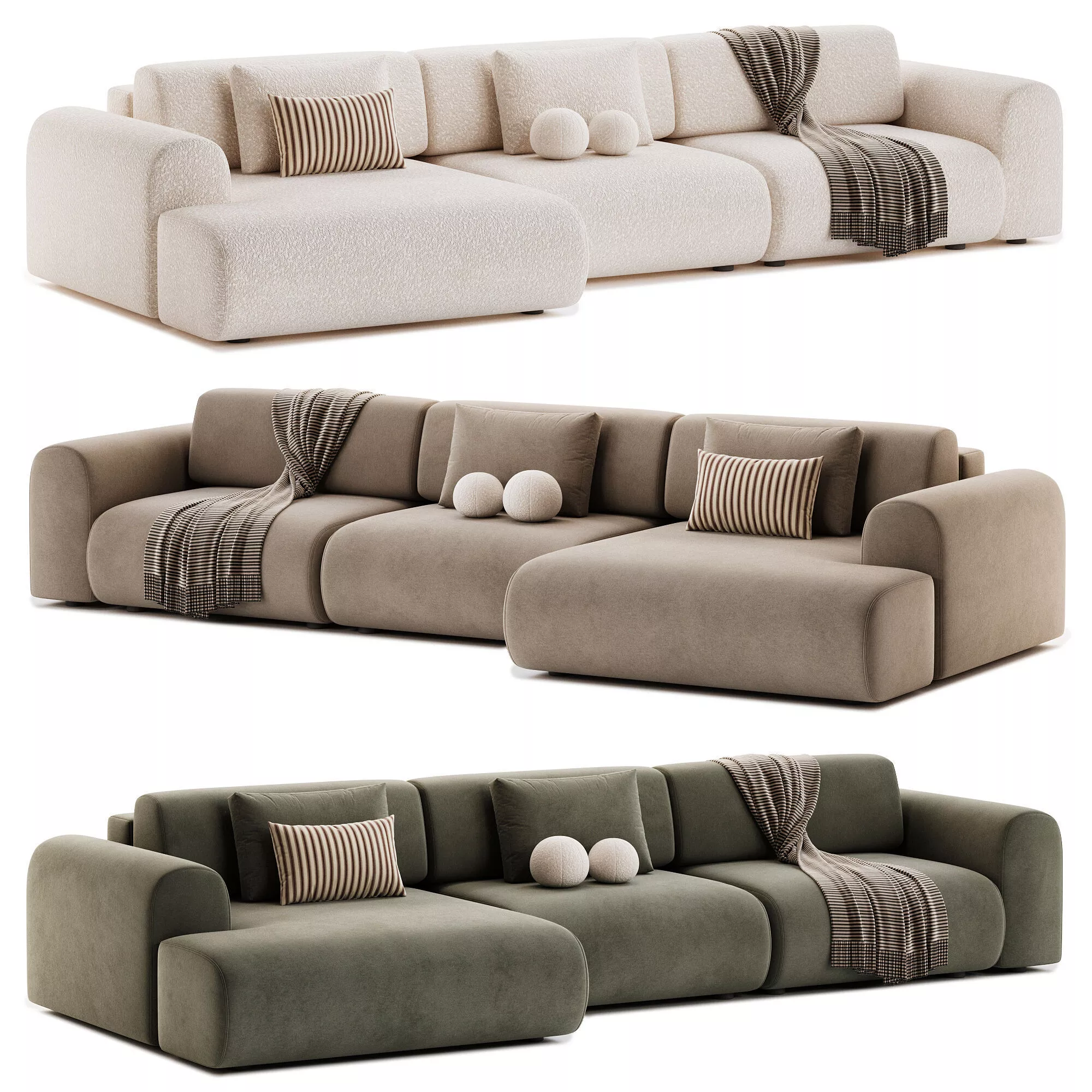 Modular sofa Maill Bucle Silver 3D model