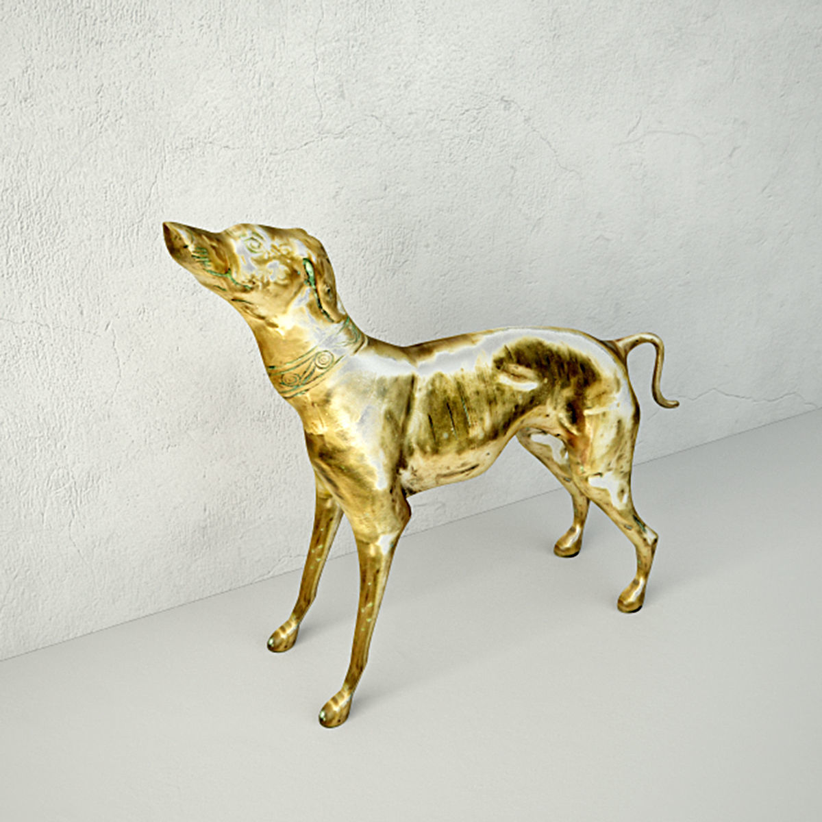 Large Brass Greyhound 3D model_3