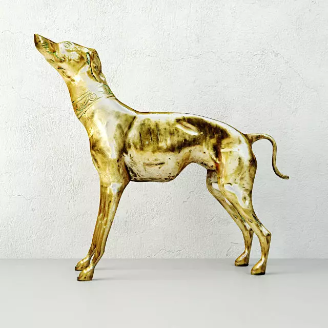 Large Brass Greyhound 3D model_0