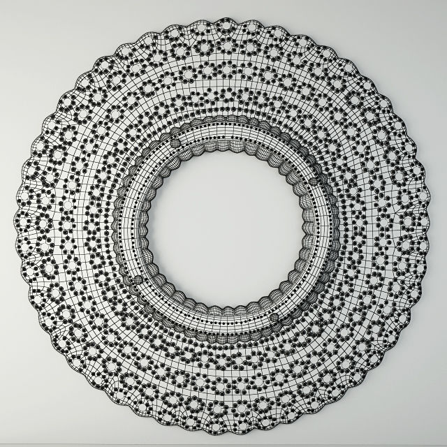 Round Peacock Mirror 3D model_1