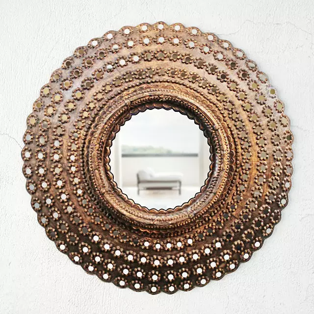 Round Peacock Mirror 3D model_0
