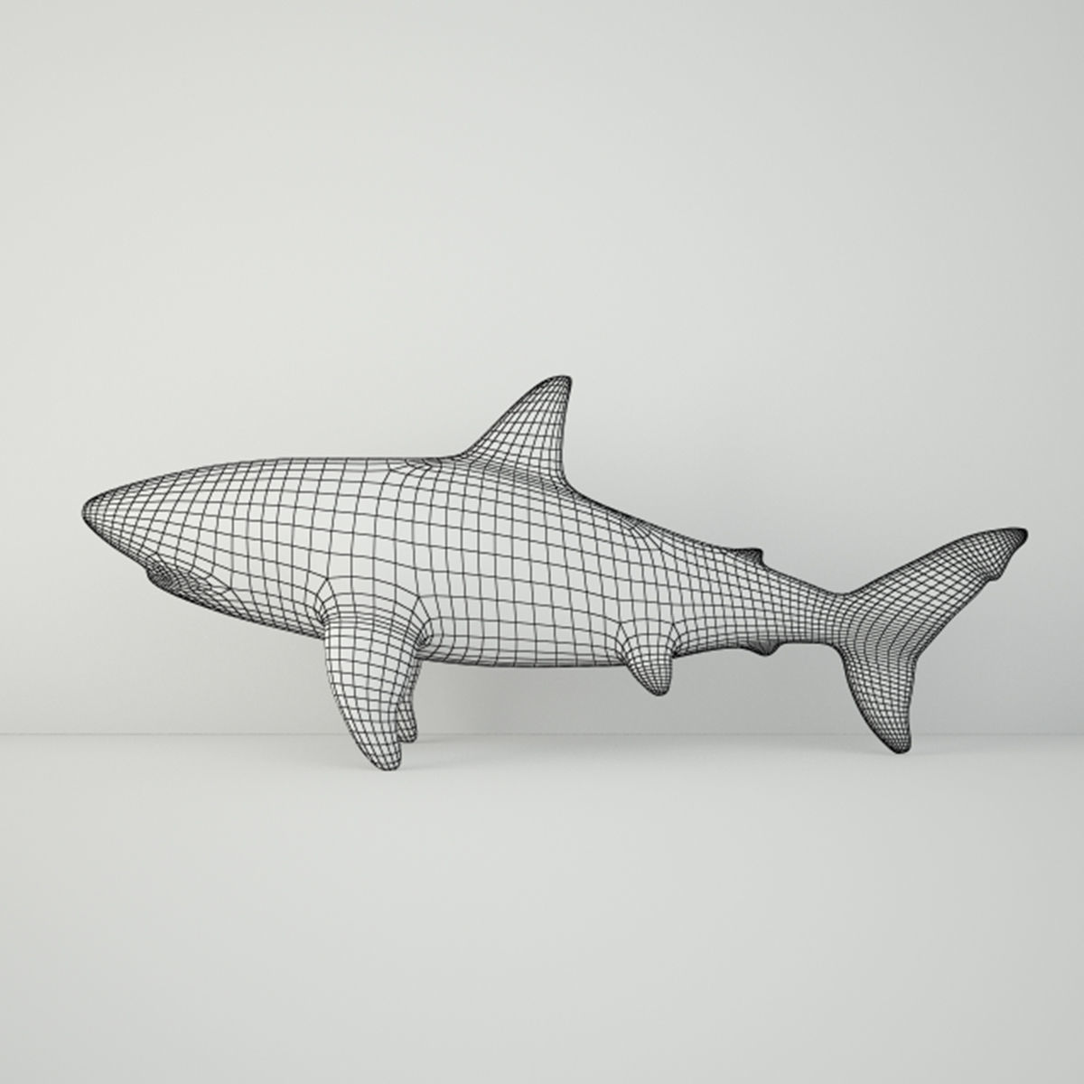 Shark Sculpture in Bronze Finish 3D model_2