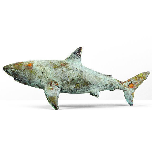 Shark Sculpture in Bronze Finish 3D model_1