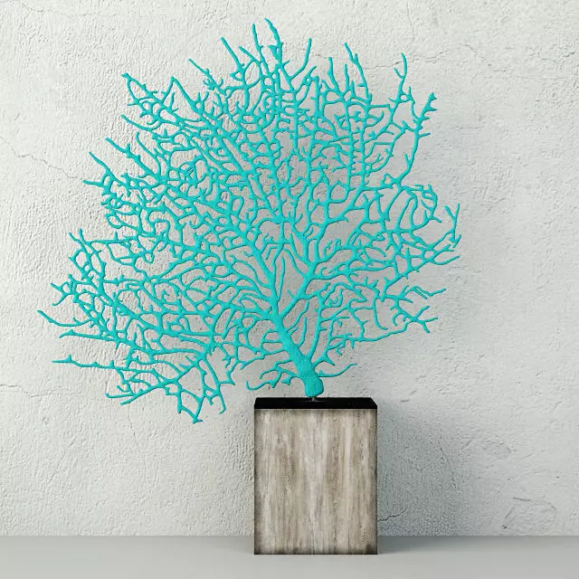 Teal Exotic Sea Fan 3D model_0