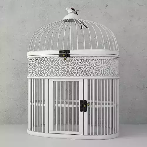 White Metal Bird Cage by ZARA HOME 3D model