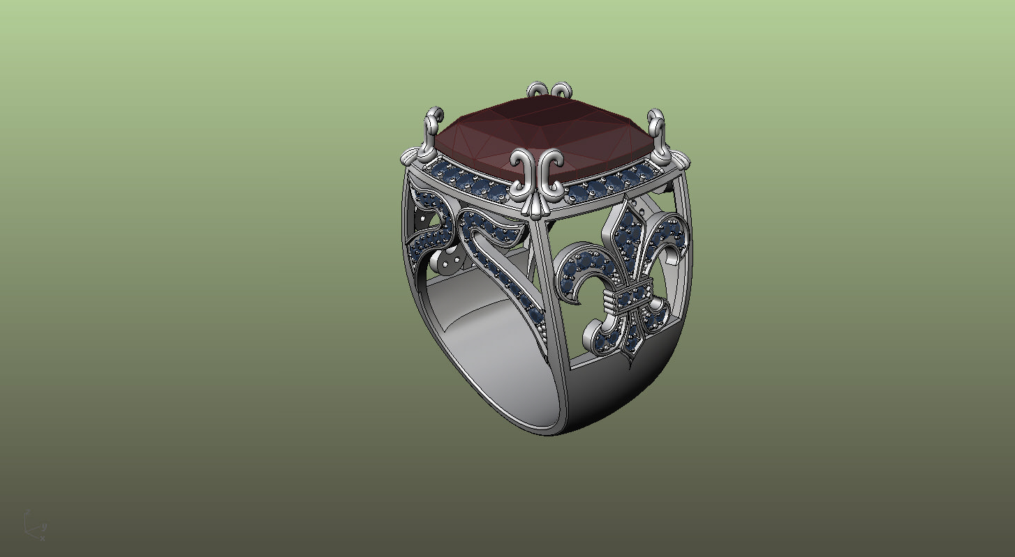 Ring Fleur de Lis 3D print model_1